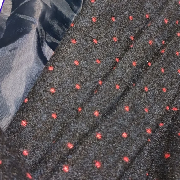 Belted Cropped Polka Dot Pea Coat Navy Red - Picture 6 of 12